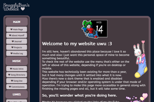 screenshot of "SnugglyBun's Website"