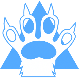 logo for paw(b)_motion, portraying a white paw over a blue triangle